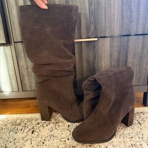 Brown Suede Slouchy Boots